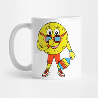 Funny Yellow Pickleball ball with paddle Mug